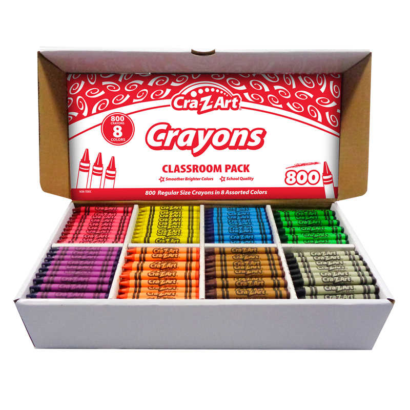 Cra-Z-Art Crayon Classroom Pack, 8 Color, Box of 800