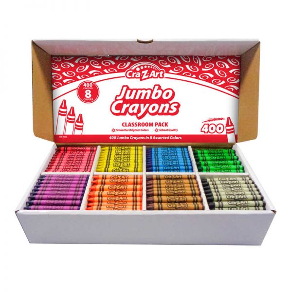 Cra-Z-Art Jumbo Crayon Classroom Pack, 8 Color, Box of 400