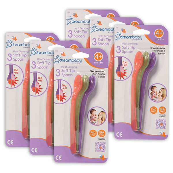 Dream Baby Heat Sensing Soft Tip Spoons, 3 Per Pack, 6 Packs