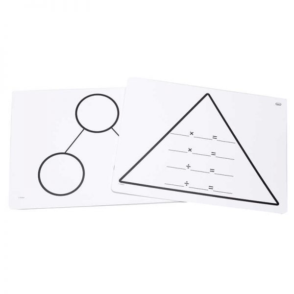 Didax Write-On/Wipe-Off Fact Family Triangle Mat, Multiplication, Pack of 10