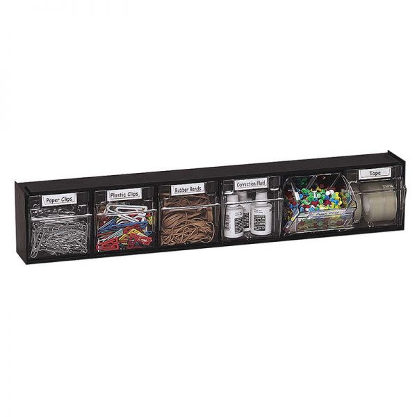 Deflecto® Tilt Bin® Interlocking Storage Bins, 6-Bin Unit, Black