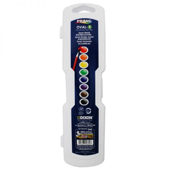 Prang® Prang Watercolors, Oval Pans, 8 color set with brush