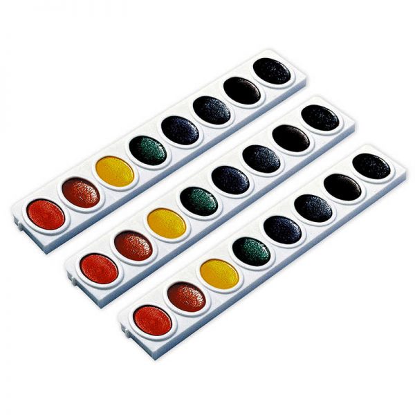 Prang® Prang® Watercolors, Oval Pan Refill Tray, 8 Colors Per Tray, 3 Trays