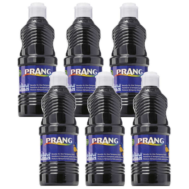 Prang® Washable Tempera Paint, Black, 16 oz, Pack of 6