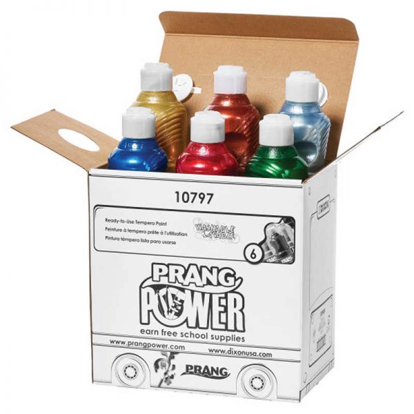 Prang® Washable Ready-to-Use Paint, 16 oz, Metallic, 6 Colors