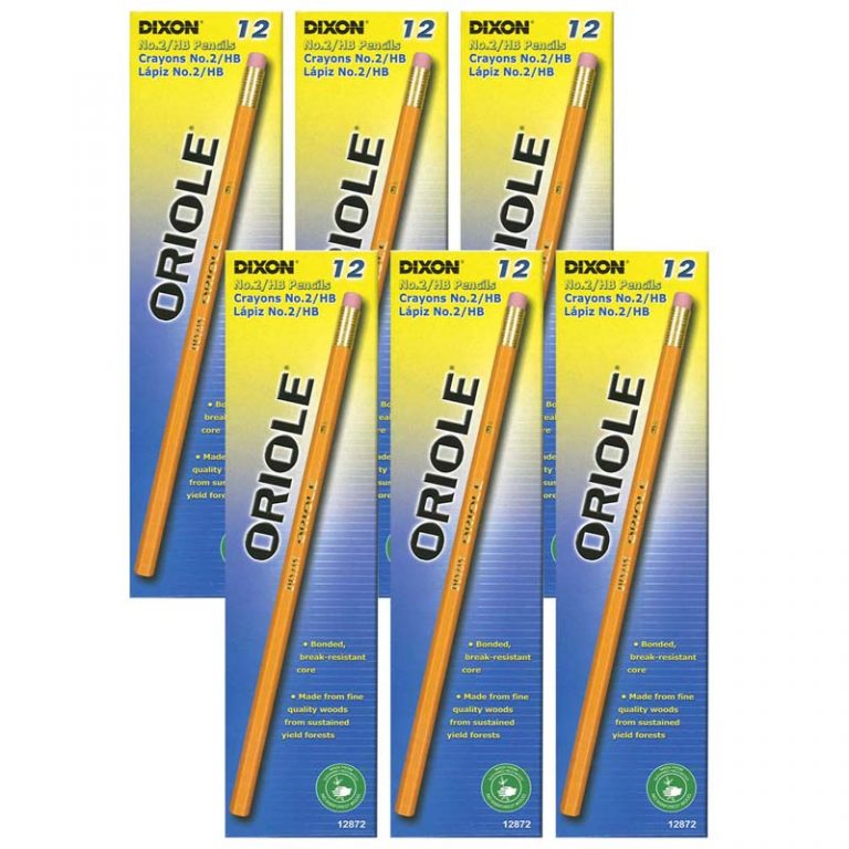Oriole® Oriole® Wood-Cased Pencils, #2 HB Soft, Yellow, 12 Per Pack, 6 Packs