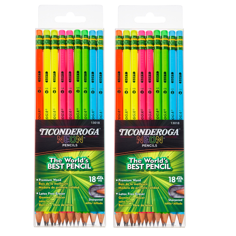 TeachersParadise - Ticonderoga® Neon Pencil, 18 Per Pack, 2 Packs -  DIX13018-2