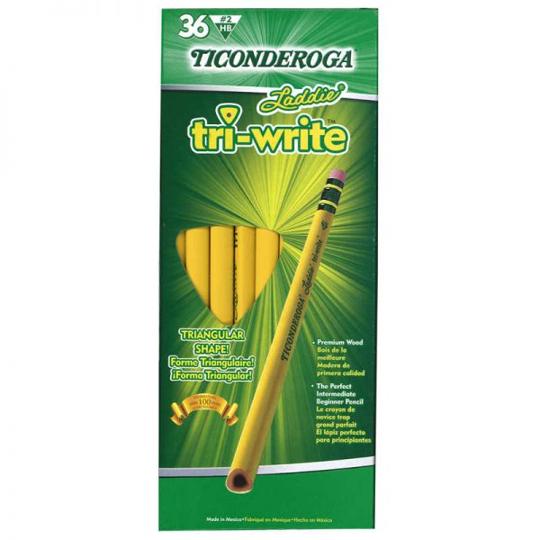 Ticonderoga® Laddie® Tri-Write Intermediate Size No. 2 Pencils with Eraser, Box of 36