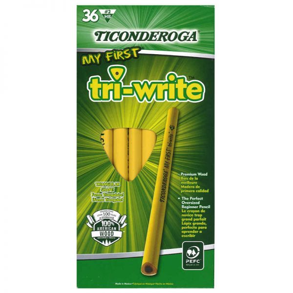 Ticonderoga® My First Tri-Write Primary Size No. 2 Pencils without Eraser, Box of 36