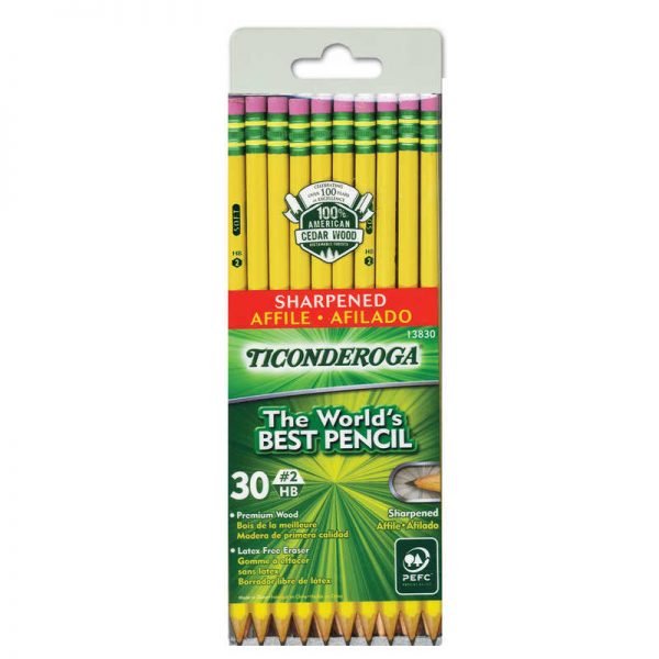 Ticonderoga® No. 2 Pencils, Pre-Sharpened, Pack of 30