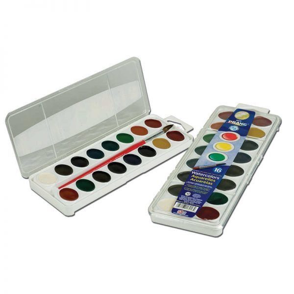 Prang® Semi-Moist Washable Watercolor Set, 16 Colors
