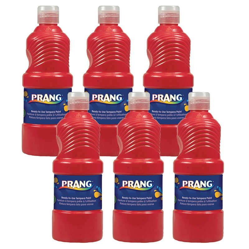 Prang® Ready-to-Use Tempera Paint, Red, 16 oz, Pack of 6