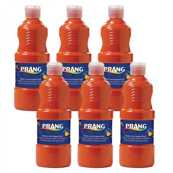 Prang® Ready-to-Use Tempera Paint, Orange, 16 oz, Pack of 6