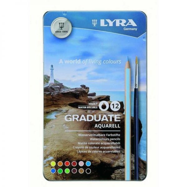 Lyra Graduate Aquarell Colored Pencils, Metal Box of 12