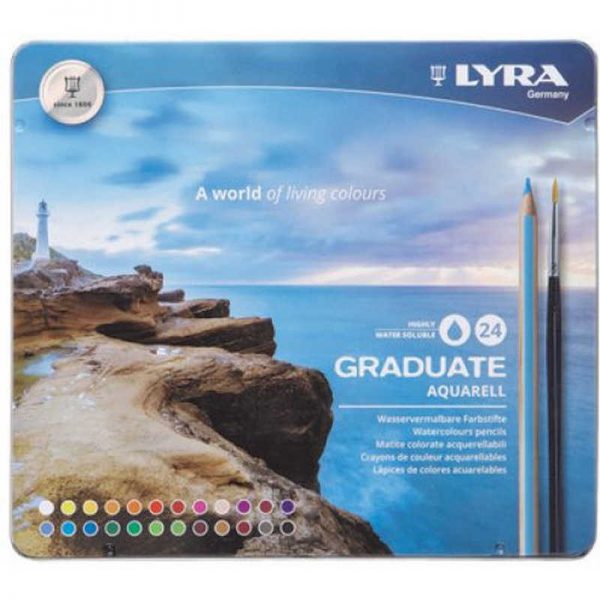 Lyra Graduate Aquarell Colored Pencils, Metal Box of 24
