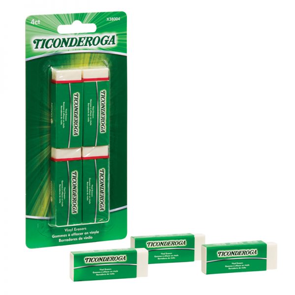 Ticonderoga® Vinyl Block Erasers, White, 4 Count