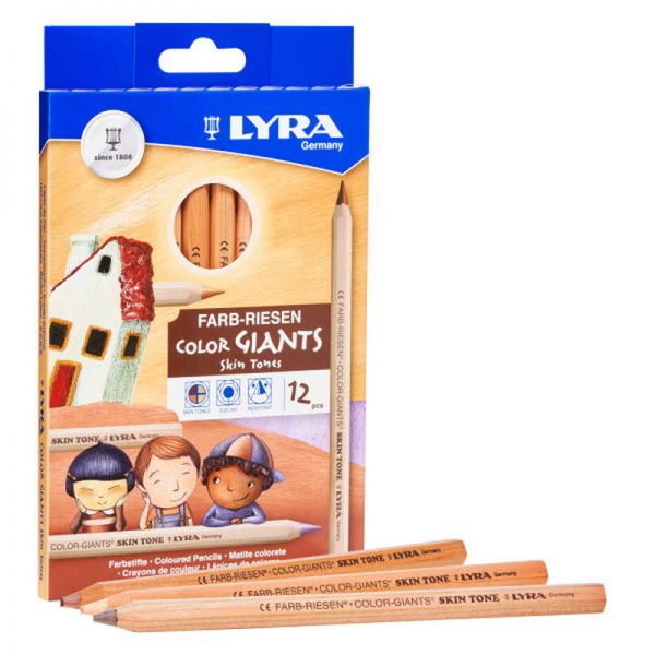 Lyra Color Giant Colored Pencils, 6.25mm, Skin Tones, 12 Colors