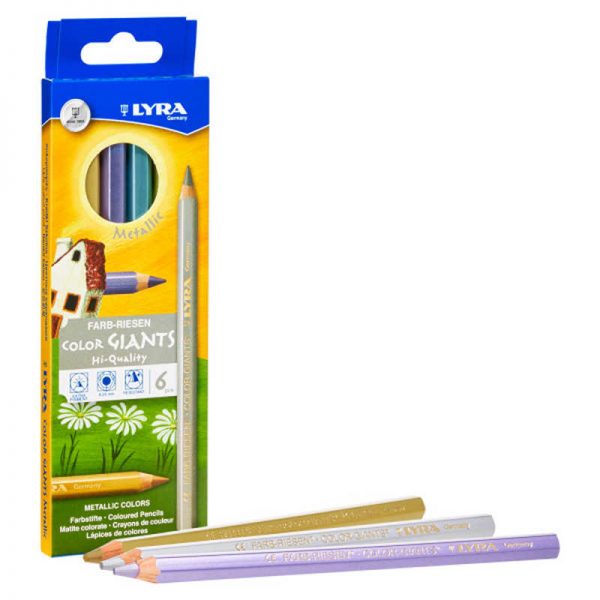 Lyra Color Giant Colored Pencils, Metallic, 6.25mm, Lacquered, 6 Colors