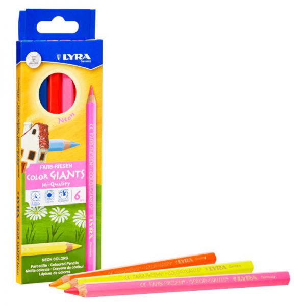 Lyra Color Giant Colored Pencils, Neon, 6.25mm, Lacquered, 6 Colors