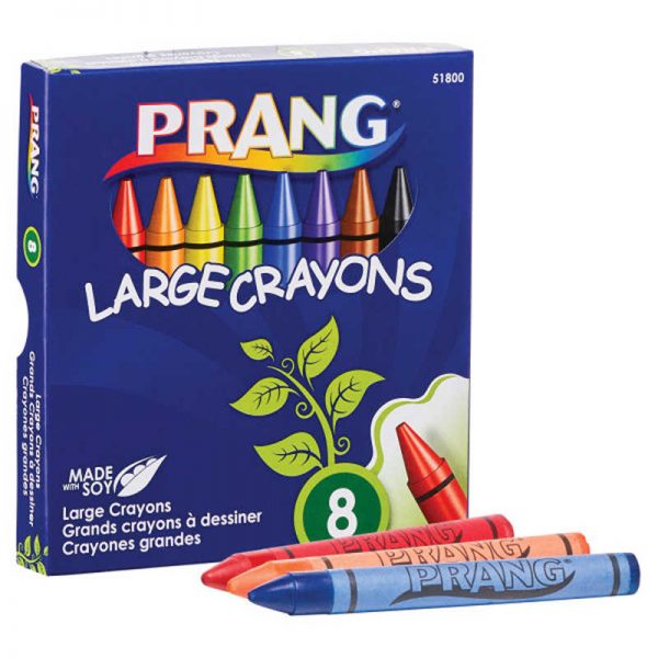 Prang® Crayons, Large, Lift Lid Box, 8 Colors