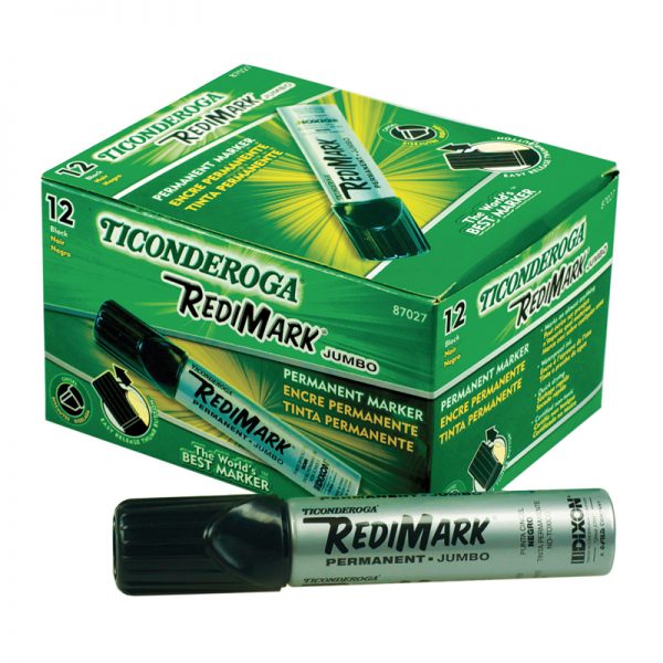 Ticonderoga® RediMark Jumbo Permanent Markers, Black, 12 Count