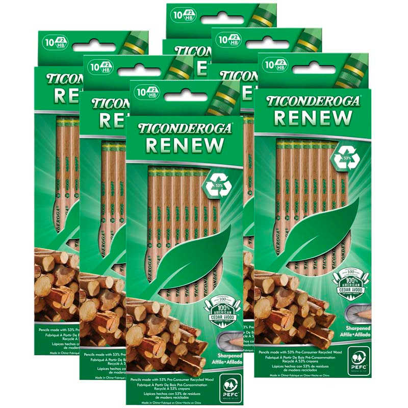 TeachersParadise Ticonderoga® Ticonderoga® Renew Recycled Wood Pencils, Pack of 10, 6 Packs