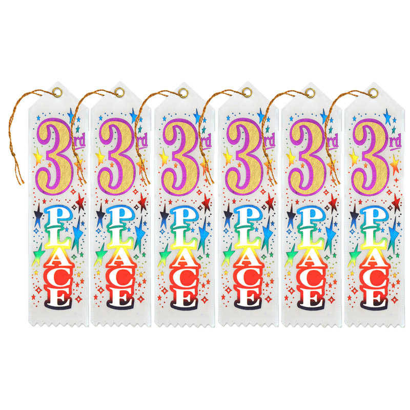 Diploma Mill 3rd Place Award Ribbon, 2" x 8", Pack of 6