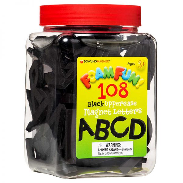 Dowling Magnets® Foam Fun Uppercase Black Magnetic Letters, 108 Pieces