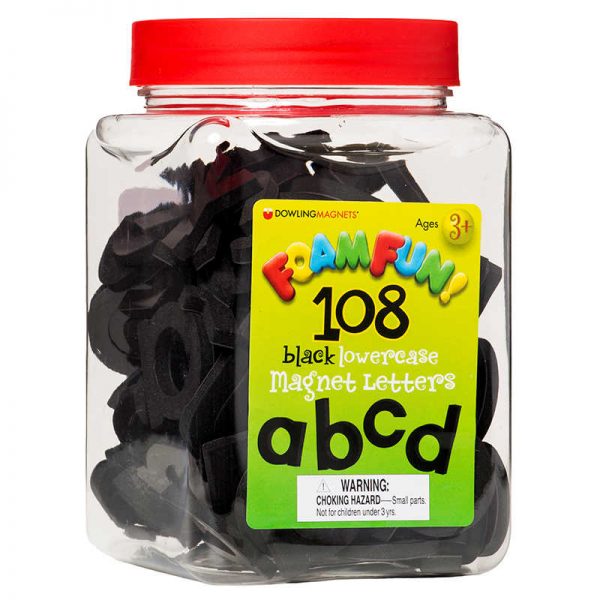 Dowling Magnets® Foam Fun Lowercase Black Magnet Letters, 108 Pieces