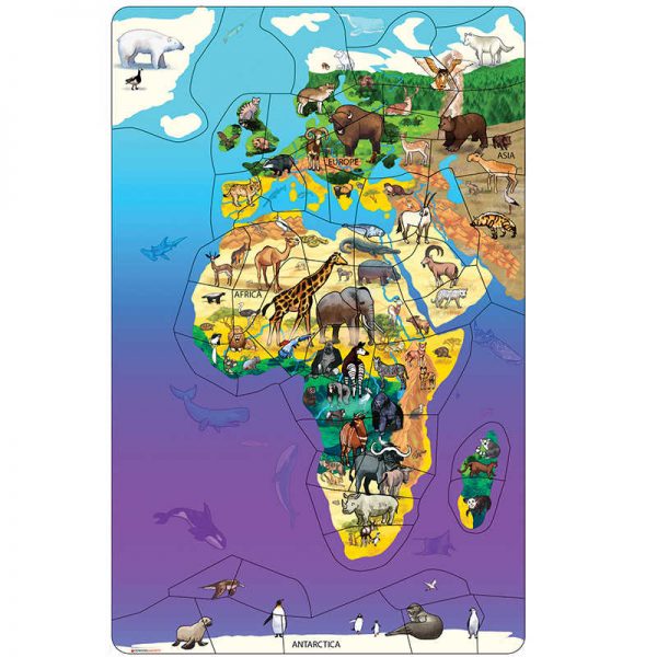 Dowling Magnets® Animal Magnetism® Magnetic Wildlife Map Puzzle: Eurasia & Africa