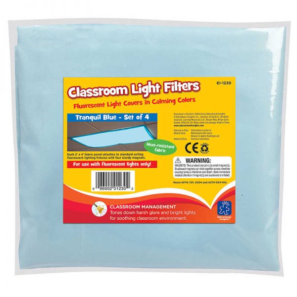 Educational Insights Classroom Light Filters, Tranquil Blue, Set of 4