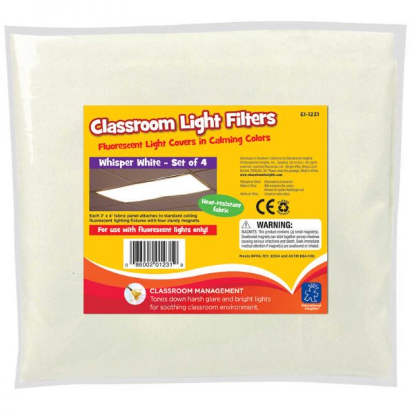 Educational Insights Classroom Light Filters, Whisper White, Set of 4