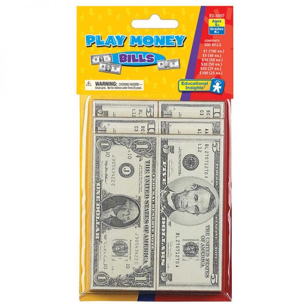 Educational Insights Play Money Bills, Pack of 300
