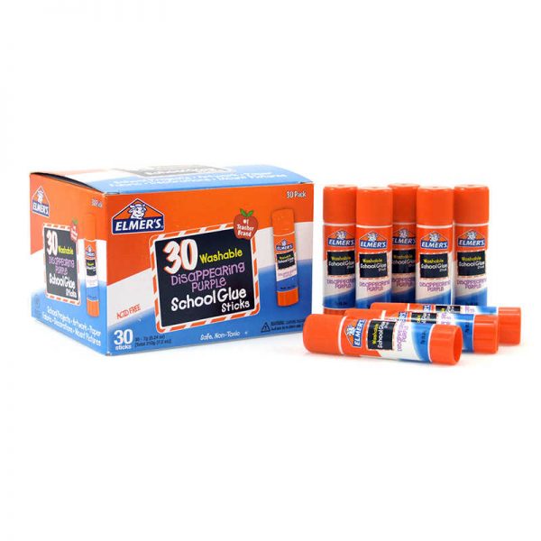 Elmer's® Washable School Glue Sticks, Disappearing Purple, Pack of 30
