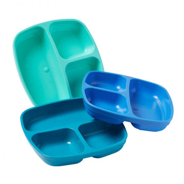 ECR4Kids My First Meal Pal Divided Plates, Tropical, Set of 3