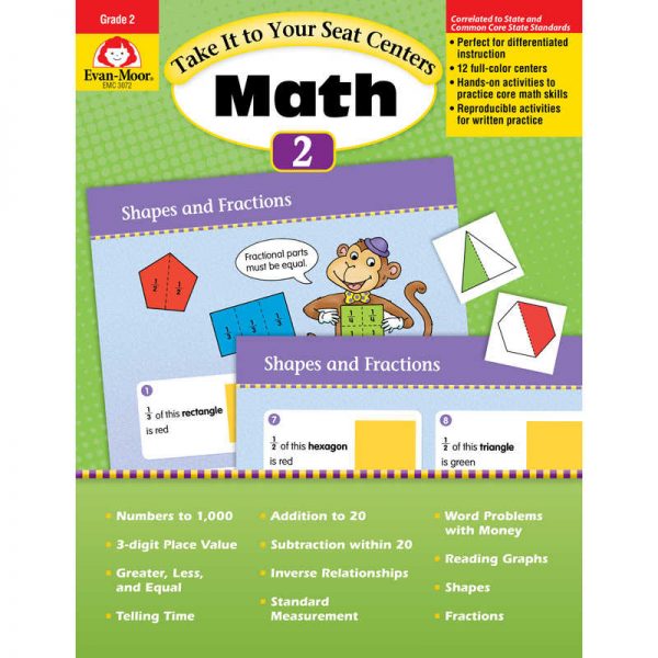 Evan-Moor Educational Publishers Take It to Your Seat Math Centers Book, Grade 2