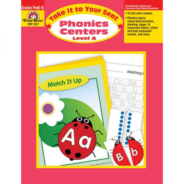 Evan-Moor Educational Publishers Take It to Your Seat Phonics Centers Book, Grades PreK-K