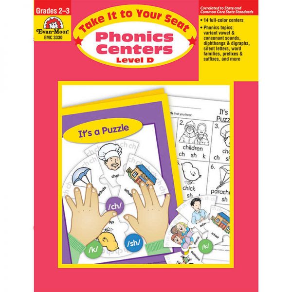 Evan-Moor Educational Publishers Take It to Your Seat Phonics Centers Book, Level D, Grades 2-3