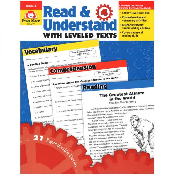 Evan-Moor Educational Publishers Read and Understand with Leveled Text Book, Grade 4
