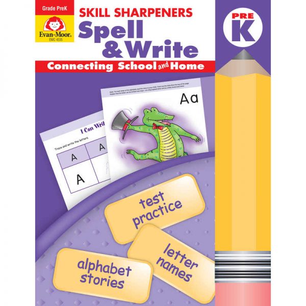 Evan-Moor Educational Publishers Skill Sharpeners Spell & Write Book, Grade PreK