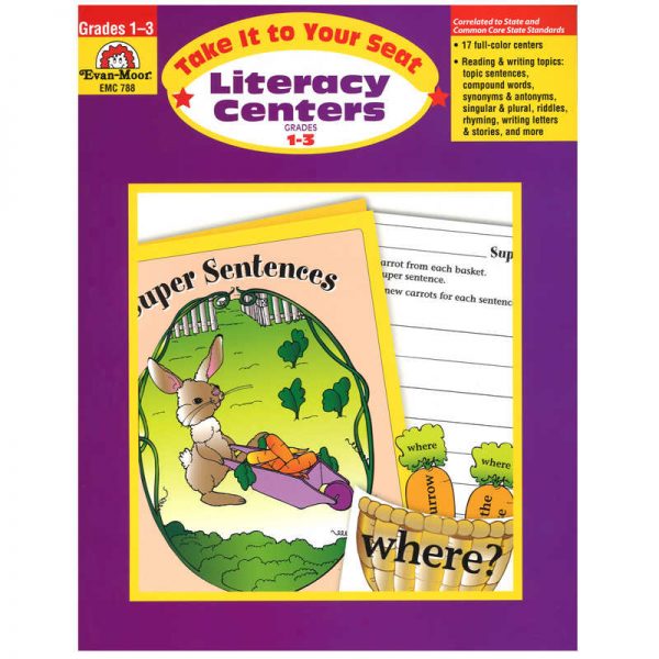Evan-Moor Educational Publishers Take It to Your Seat Literacy Centers Book, Grades 1-3