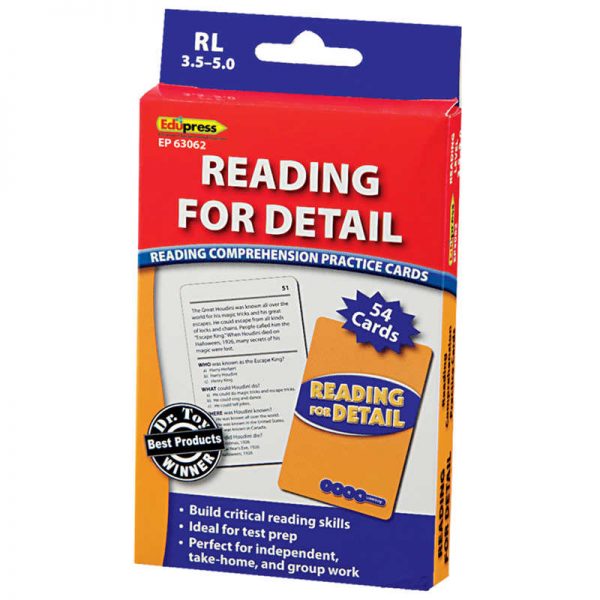 Edupress™ Reading for Detail Practice Cards, Levels 3.5-5.0
