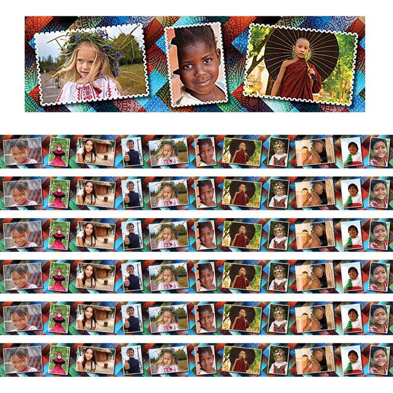 Edupress™ Multicultural Kids Postcards Photo Border, 35 Feet Per Pack, 6 Packs