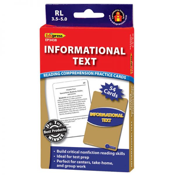 Edupress™ Informational Text Reading Comprehension Practice Cards, Blue Level