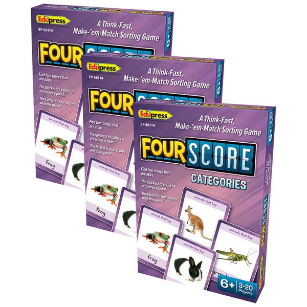 Teacher Created Resources Four Score: Categories Card Game, Pack of 3