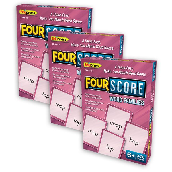 Teacher Created Resources Four Score: Word Families Card Game, Pack of 3