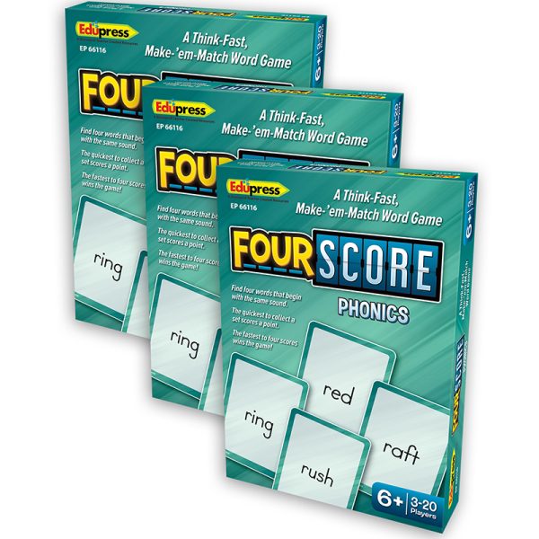 Teacher Created Resources Four Score: Phonics Card Game, Pack of 3
