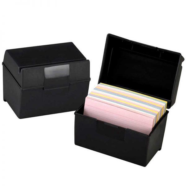 Oxford® Plastic Index Boxes, 4 x 6, 400 Card Capacity, Black
