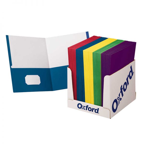 Oxford® School Grade Twin Pocket Folder, Pack of 100