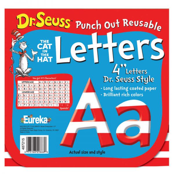 Eureka® Dr. Seuss™ Stripes Reusable Punch Out Deco Letters, 4"